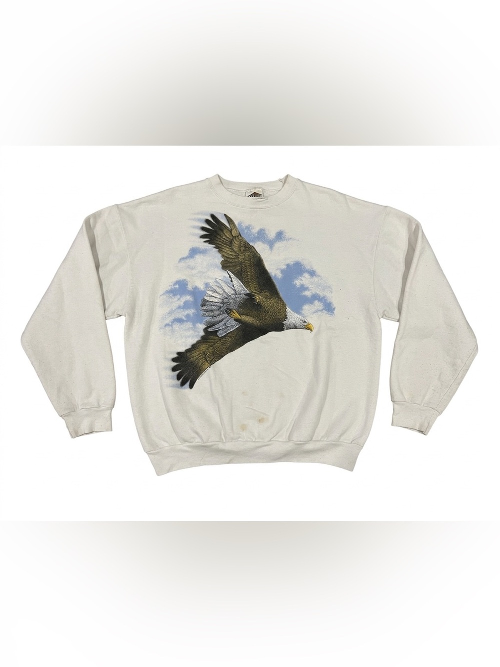 Vintage Harlequin Bald Eagle‎ Sweatshirt Mens Large White Graphic Double Sided